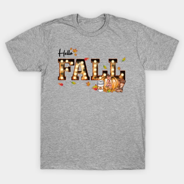 Hello Fall Cute Pumpkin Shirt T-Shirt by Ken Adams Store